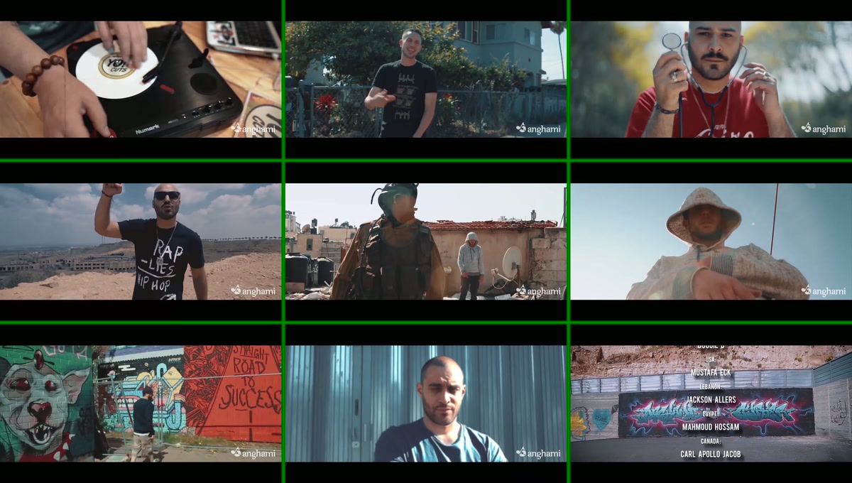 Anghami Cypher · contact sheet of stills from the cypher video